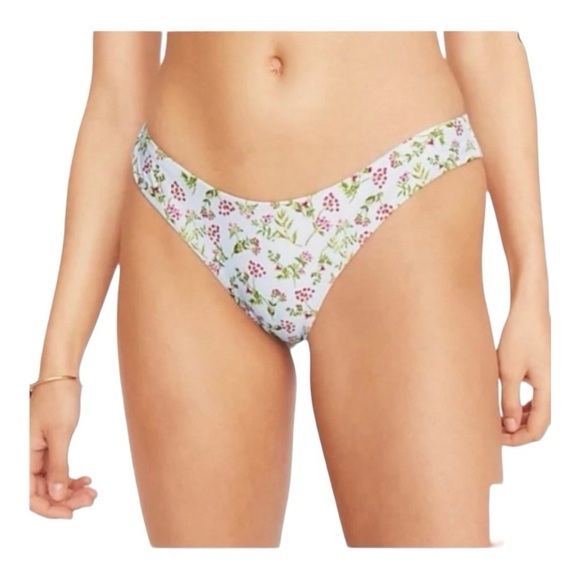 2 piece J.CREW Curved-Waist Cheeky Bikini Bottom Cloud Meadow Floral Blue - Picture 11 of 13